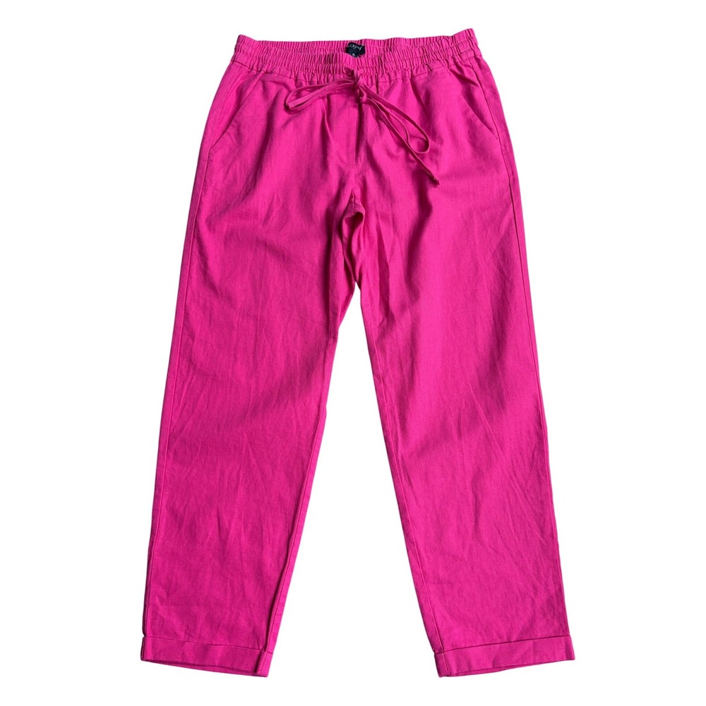 J.Crew Seaside Pink Linen Blend Drawstring Elastic Waist Coastal Pants Size 6 - Picture 1 of 8